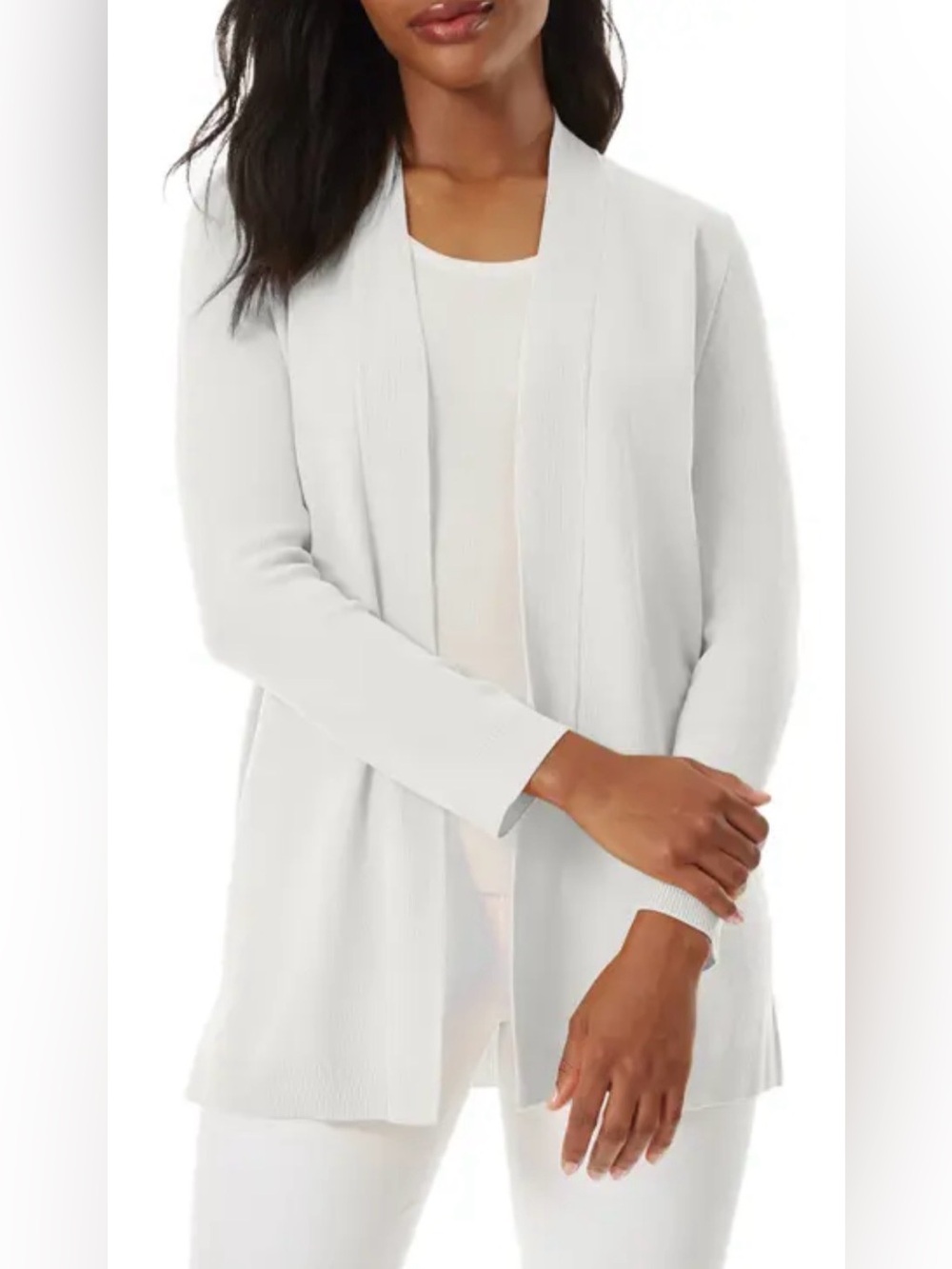 White House Black Market Cream Lightweight Knit Cardigan